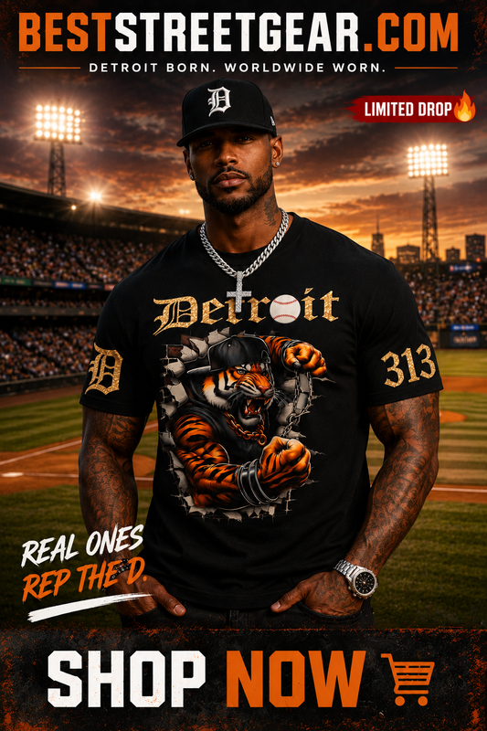Black Detroit Tiger Tee Shirt