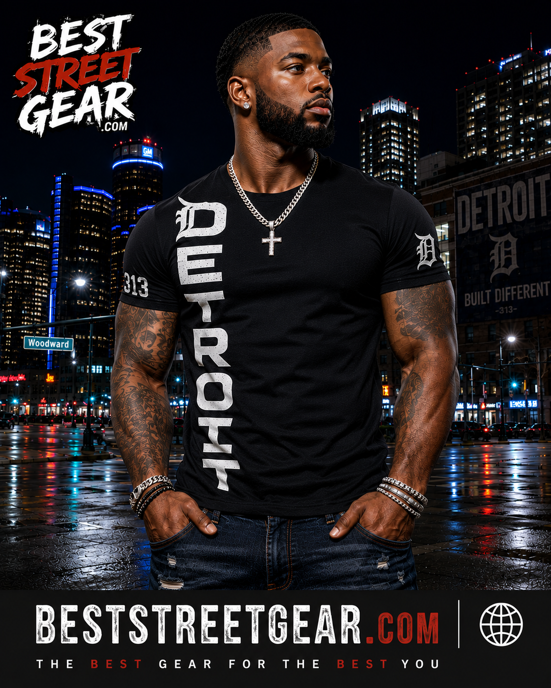 Black Detroit tee
