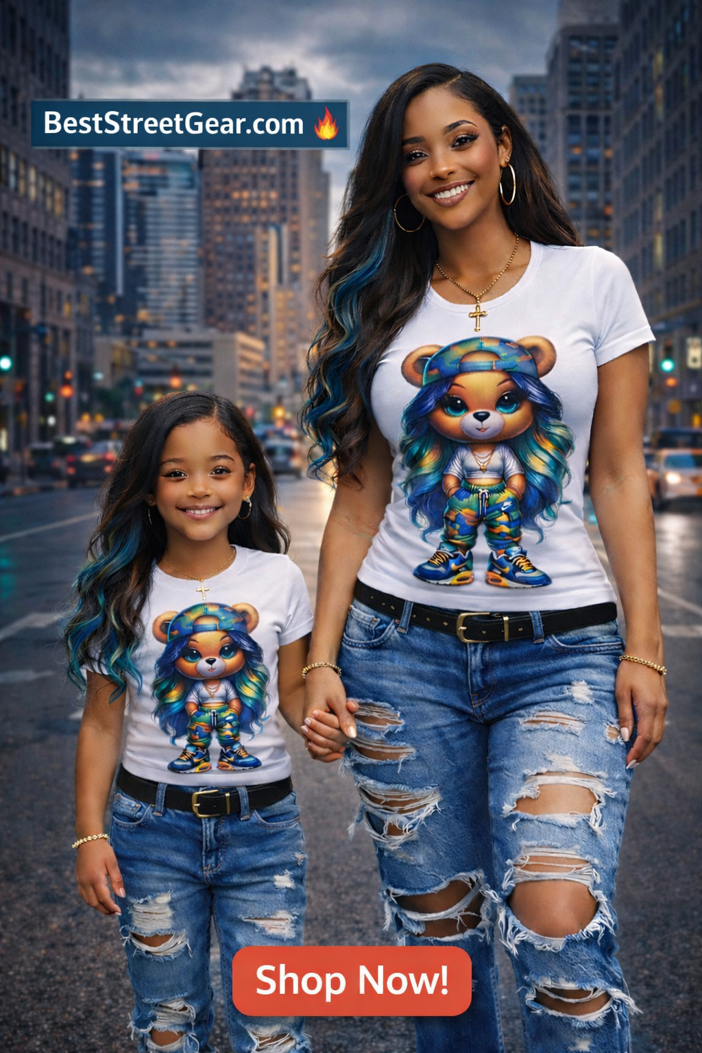 Mom and me Blue Bear Tee