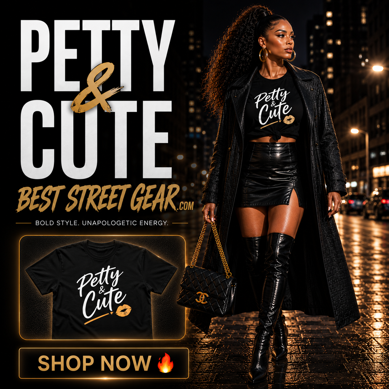 Petty & Cute Black Tee
