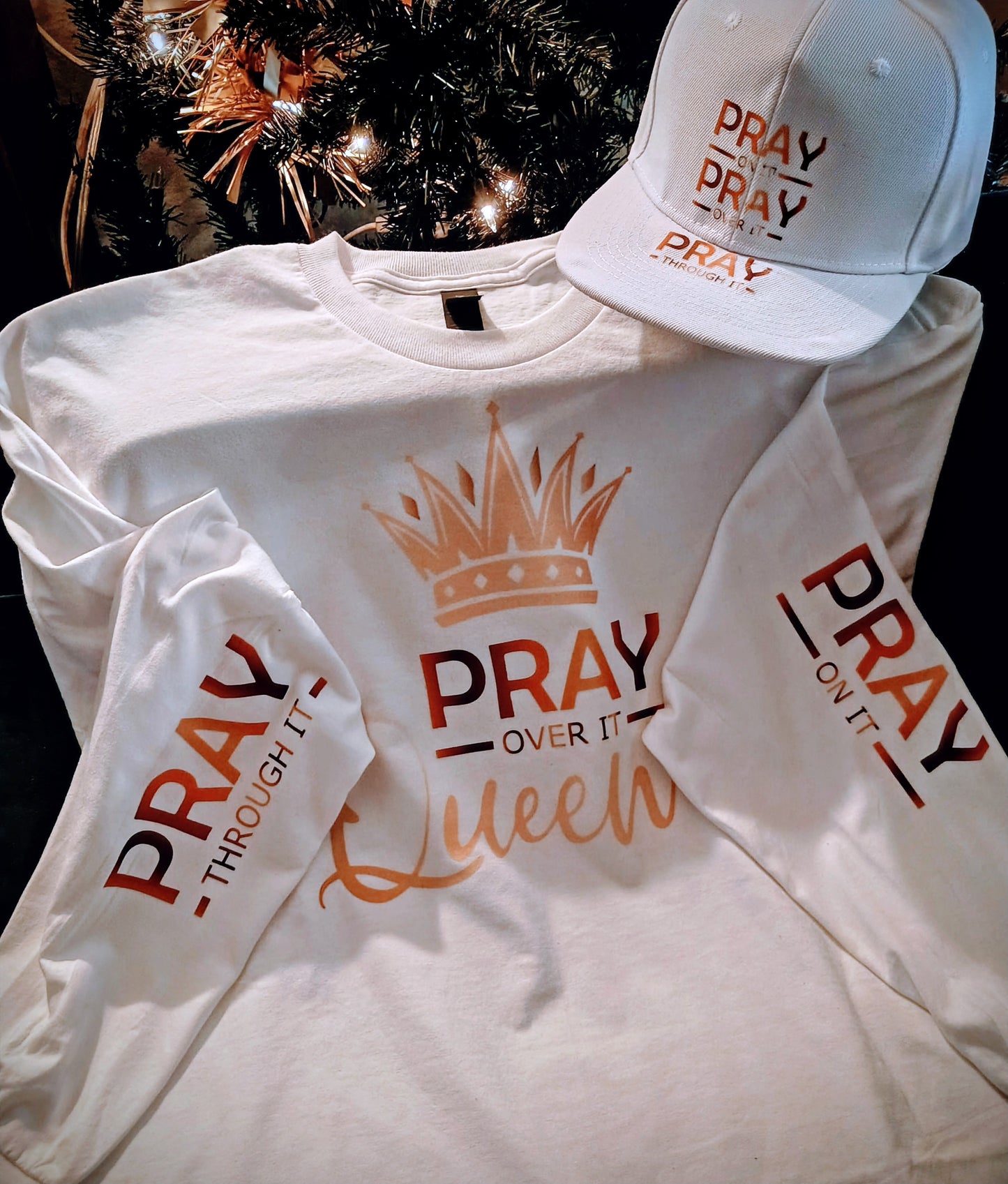 Long sleeved cotton shirt, Pray over it Queen